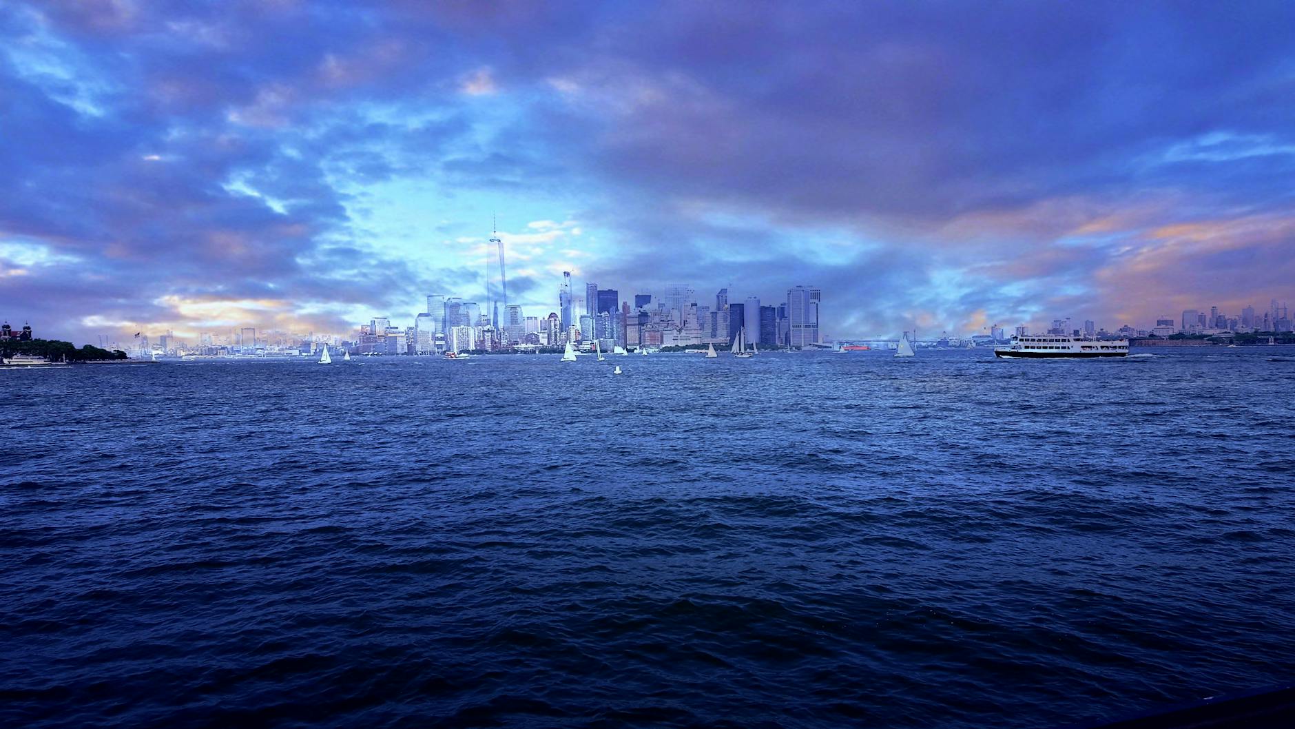 The skyline of Manhattan from the water, the prize after seven nights at sea